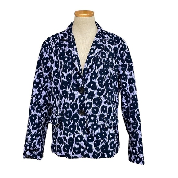 Lafayette 148 Blazer Women's 14 Purple Black Button Front Long Sleeve Career - Picture 1 of 16